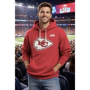 Kansas City Chiefs Travis Kelce #87 Super bowl LVIII Red Majestic Hoodie XL